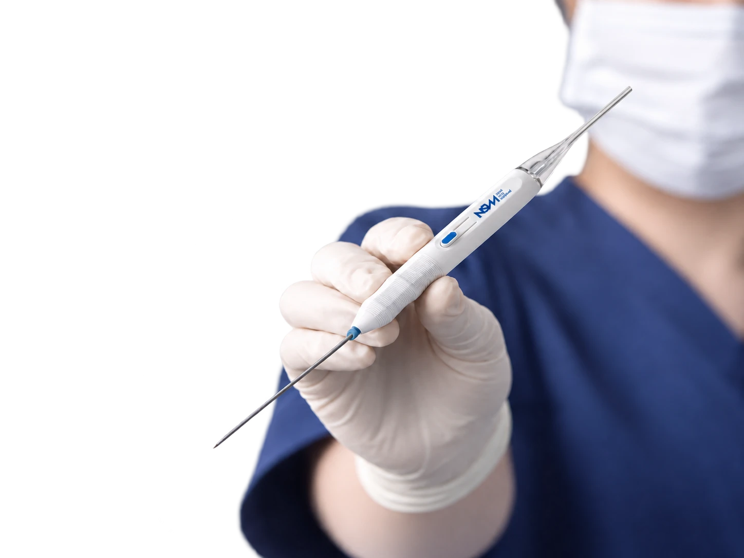A gloved clinician holding the Nordstar catheter device