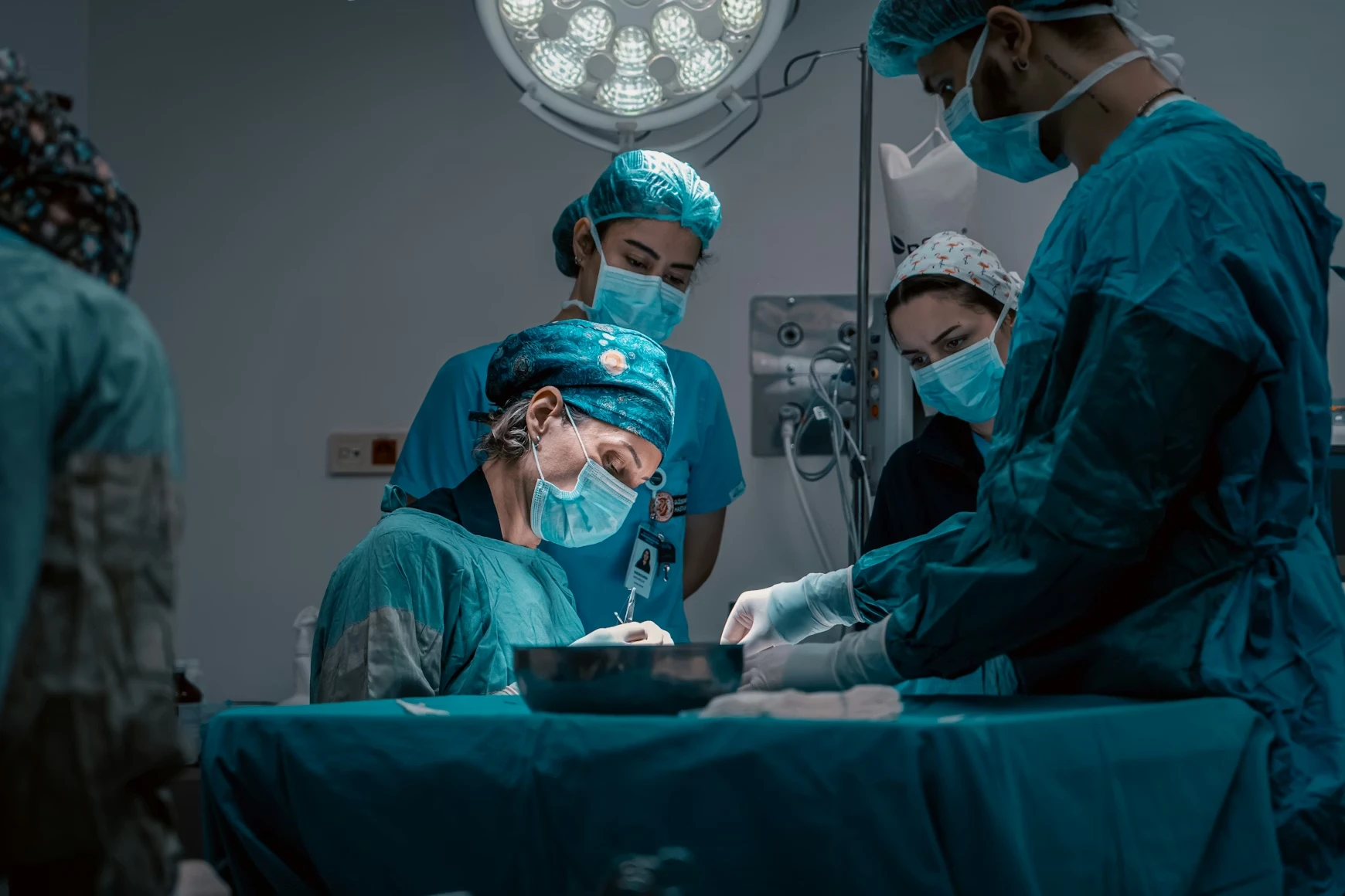 A surgical team at work in an operating room